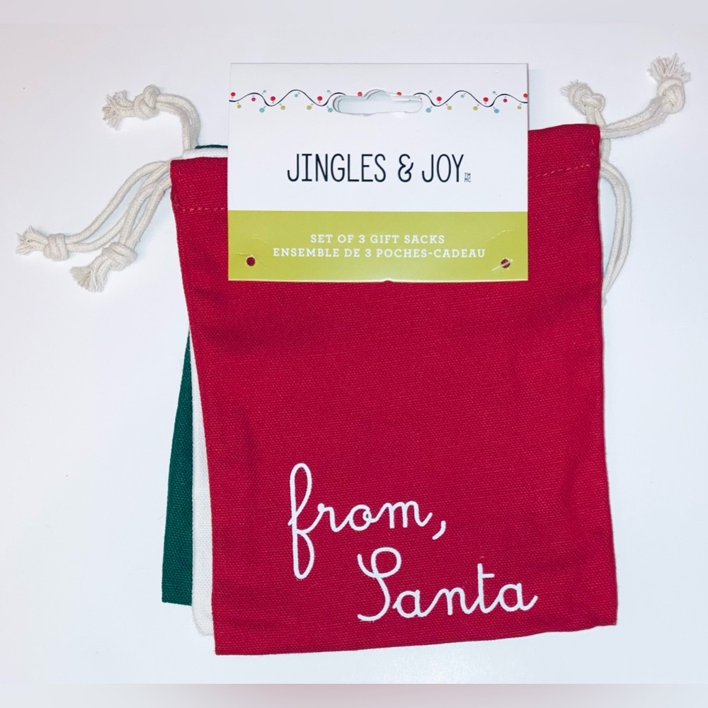 Christmas Canvas Gift Sacks. Set of 3 - NEW!